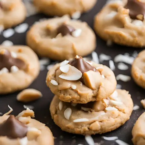 Coconut Peanut Butter Blossom Cookies