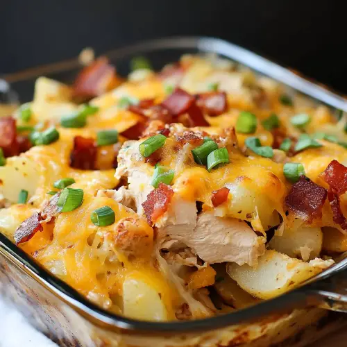 LOADED POTATO RANCH CHICKEN CASSEROLE