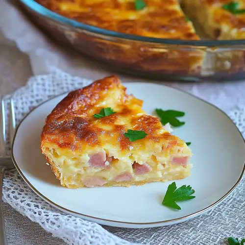 IMPOSSIBLE QUICHE (CRUSTLESS HAM AND CHEESE QUICHE)